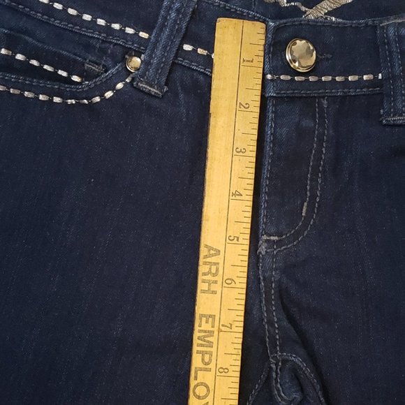 Bootcut Dark Wash Embroidered Jeweled Low Rise Womens Seven7 Jeans Size 27 - Picture 7 of 12